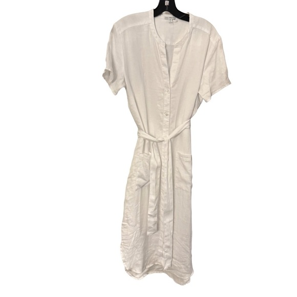 ethical linen dress Natural Linen Wrap Dress - Midi, Cocktail, Summer, Wedding guest - Almond Brown main image 1